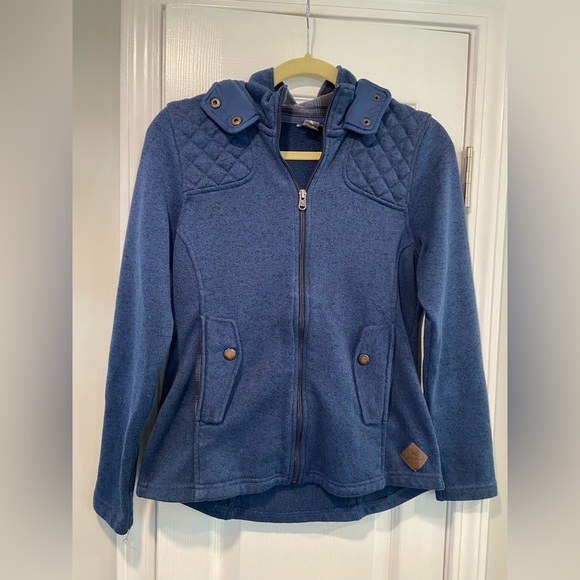 Eddie Bauer Size M Sweater Fleece Full Zip Hooded Quilted Mock Neck Jacket - Picture 1 of 13